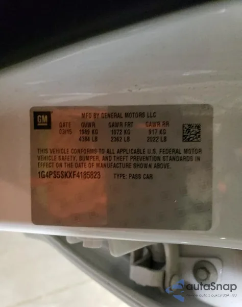 2015 Buick Verano from USA, damaged, VIN 1G4PS5SKXF4185823